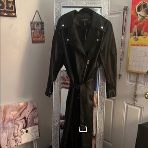 Black Leather Trench Coat